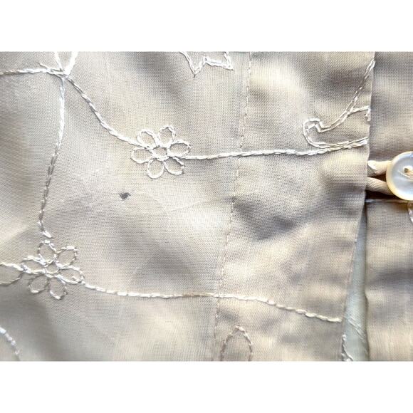 TOP/BLOUSE-WHITE STAG-Tan-Sheer-Button Up-Embroidery-3/4 Sleeves-Size Plus 16 W - Picture 14 of 16